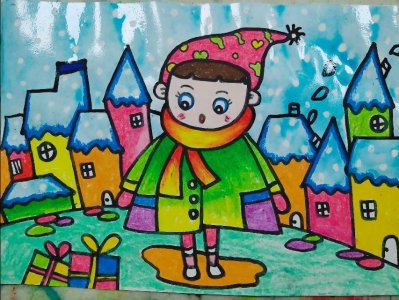 ​原创简单好画的儿童画《冬天来了》