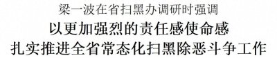 ​梁一波在省扫黑办调研时强调 以更加强烈的责任感使命感 扎实推进全省常态化扫