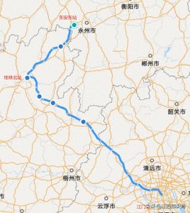 ​D2966次列车由江门至东安东，列车绕行桂林北，耗时约5小时