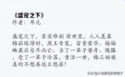 ​推荐！《盛宠之下》《再世为妃》，四本女主重生小说，拒绝书荒！